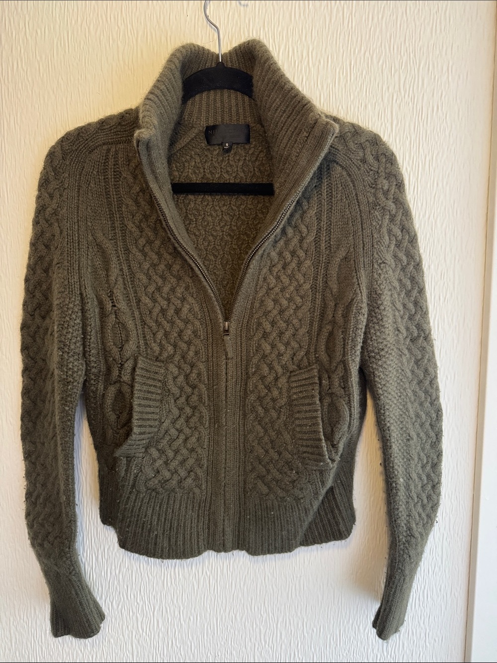 Nili Lotan Cashmere Cable-Knit Zip-Up Sweater